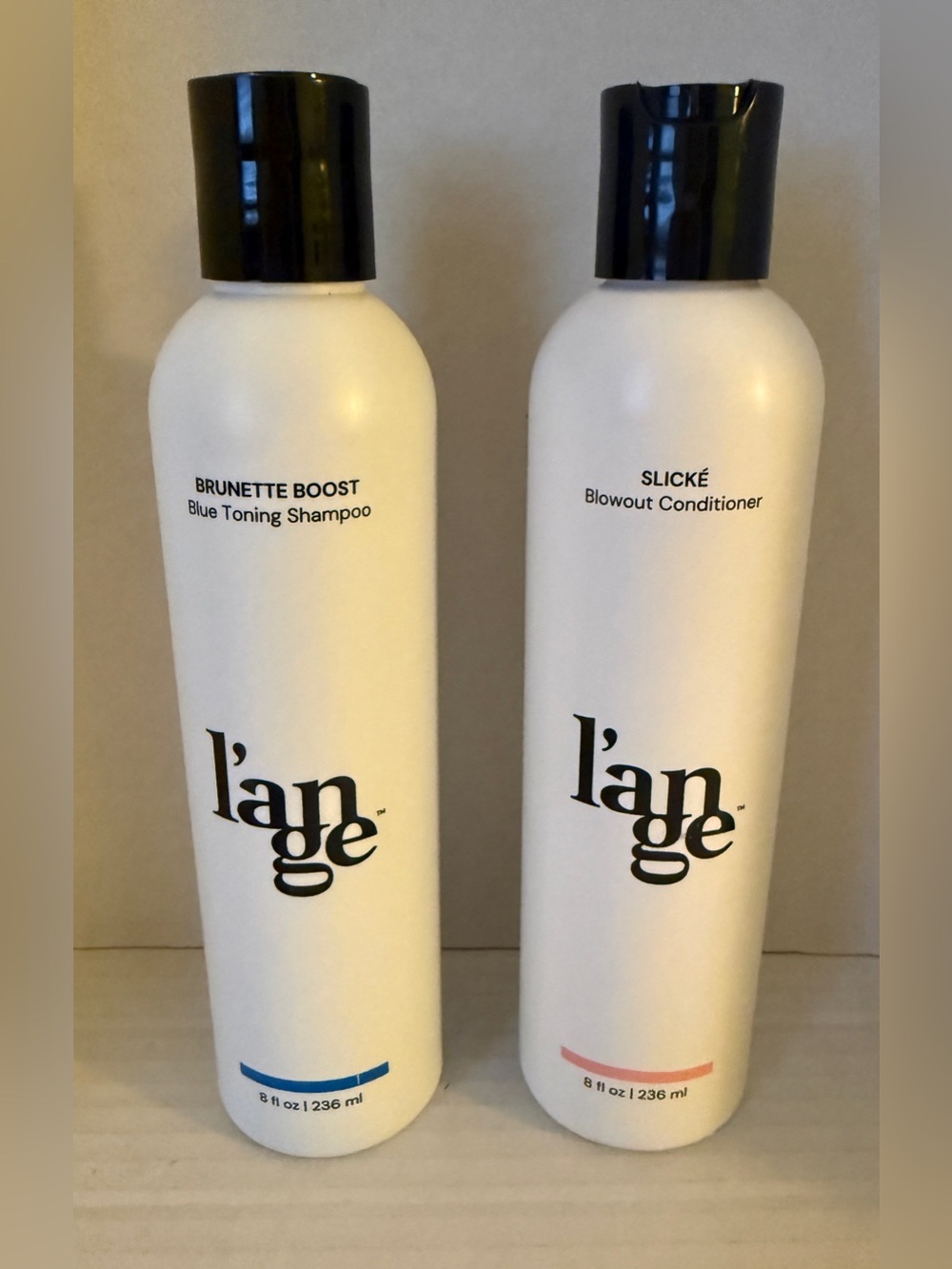 L’ange Hair Brunette Boost Blue Toning Shampoo/Slicke’ Blowout Conditioner 8oz